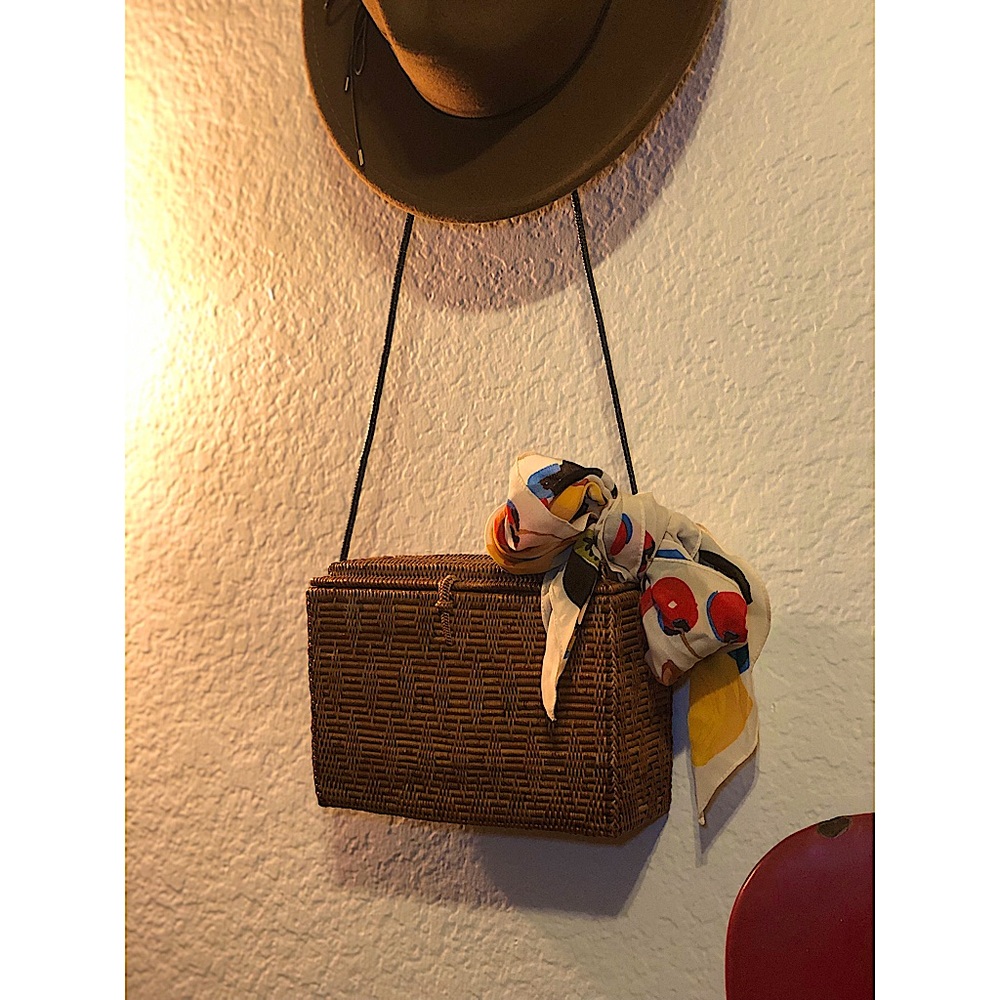 Vintage Square Rattan Shoulder Bag